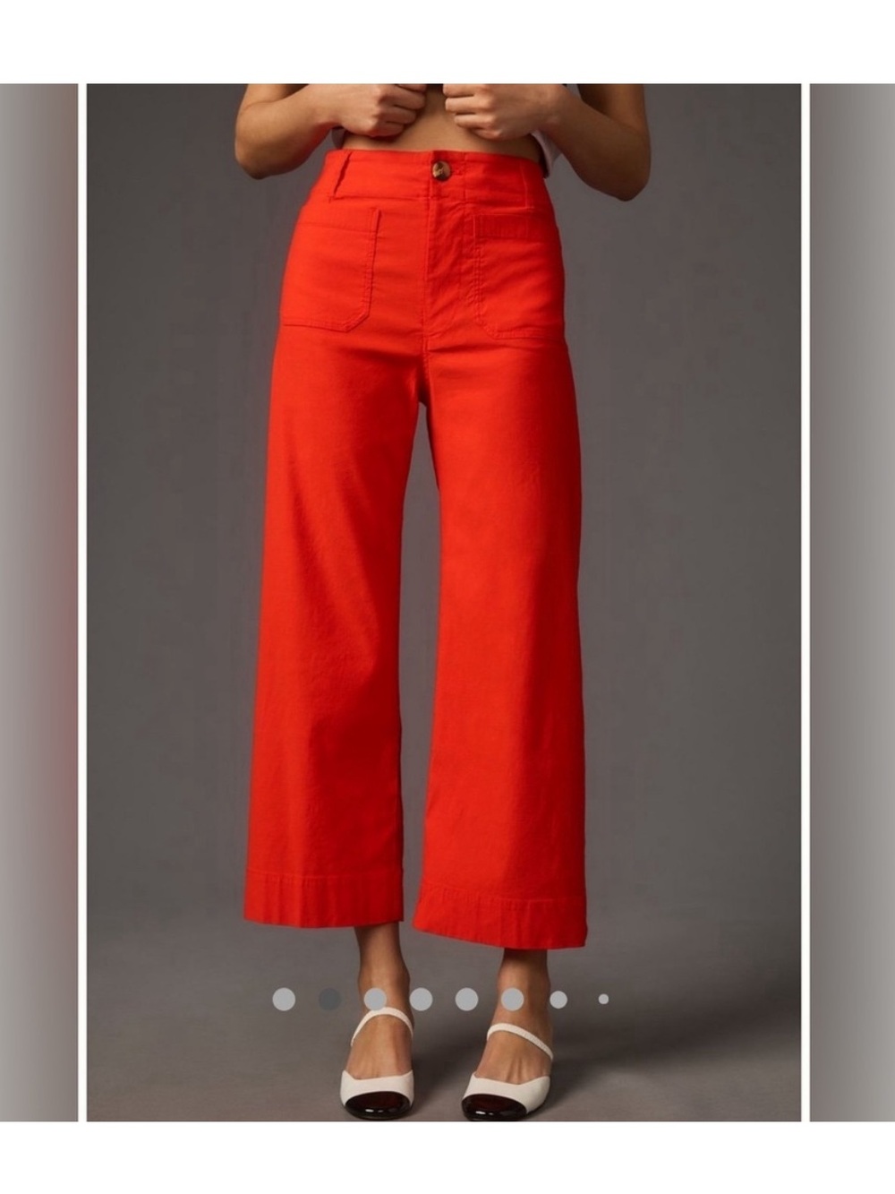 Maeve Bright Red Cropped Wide-Leg Pants